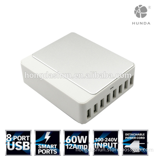 AC 100V-240V smart 8 port USB Charger Wall Power adapter 60W